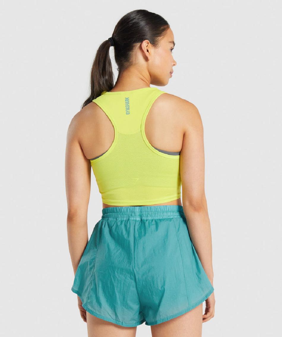 Podkoszulki Damskie Gymshark Pulse Crop Żółte | PL 3107NWY